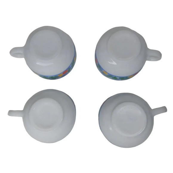 Vintage Arcopal Milk Glass Coffee/Tea Cups designed Marc Palluy Primeur Set of 4 - Picture 8 of 12